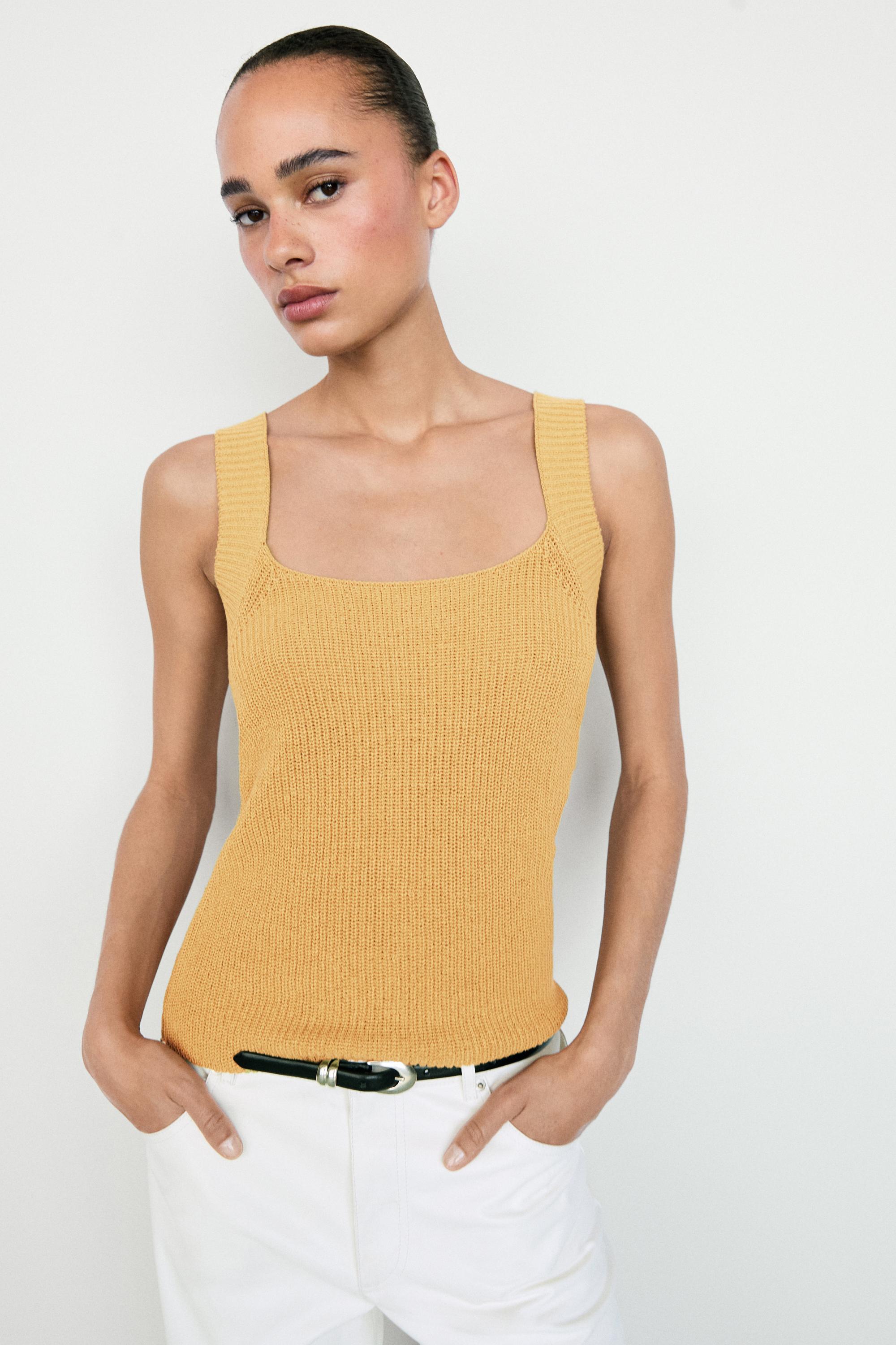 Ribbed knit tank top — Mustard