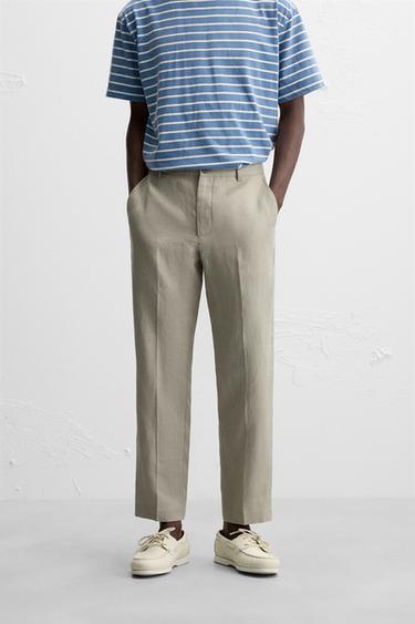PANTALON 100 % LIN - Beige foncé de Zara