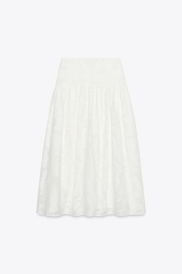 TEXTURED MIDI SKIRT - White by Zara - Image 7