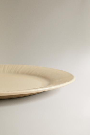SCORED STONEWARE DINNER PLATE - Dark beige by Zara - Image 3