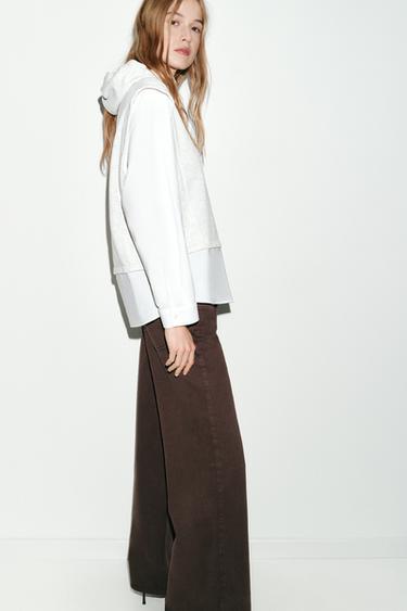 CHEMISE BIMATIÈRE ET SWEAT À CAPUCHE - Blanc / Gris de Zara - Image 2