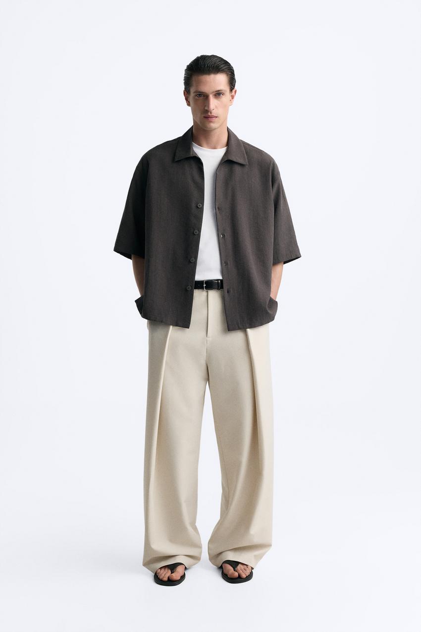 PLEATED WIDE FIT PANTS - Beige | ZARA United States