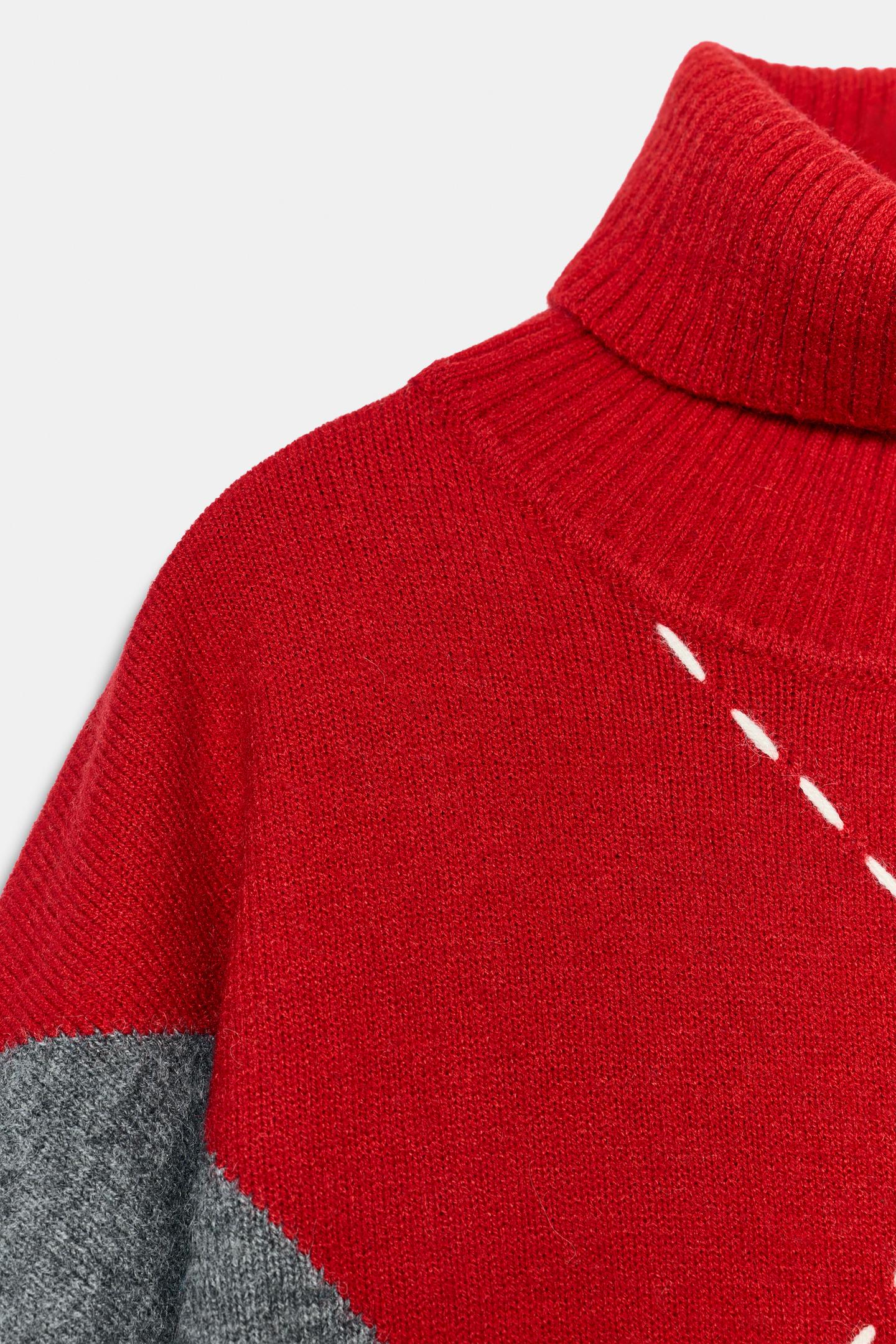 Женский свитер Zara Oversized Argyle Knit, цвет: Only One — фото 8