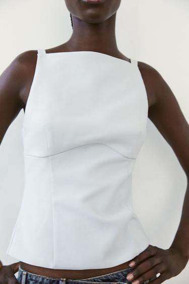 TOP ÉLASTIQUE LACETS DOS - Gris clair de Zara - Image 0