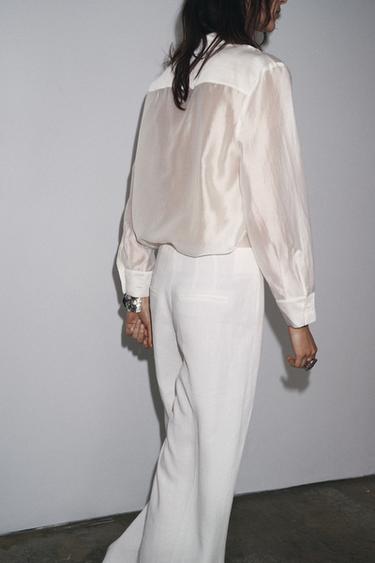 ZW COLLECTION EMBROIDERED POCKET SHIRT - Oyster-white by Zara - Image 2