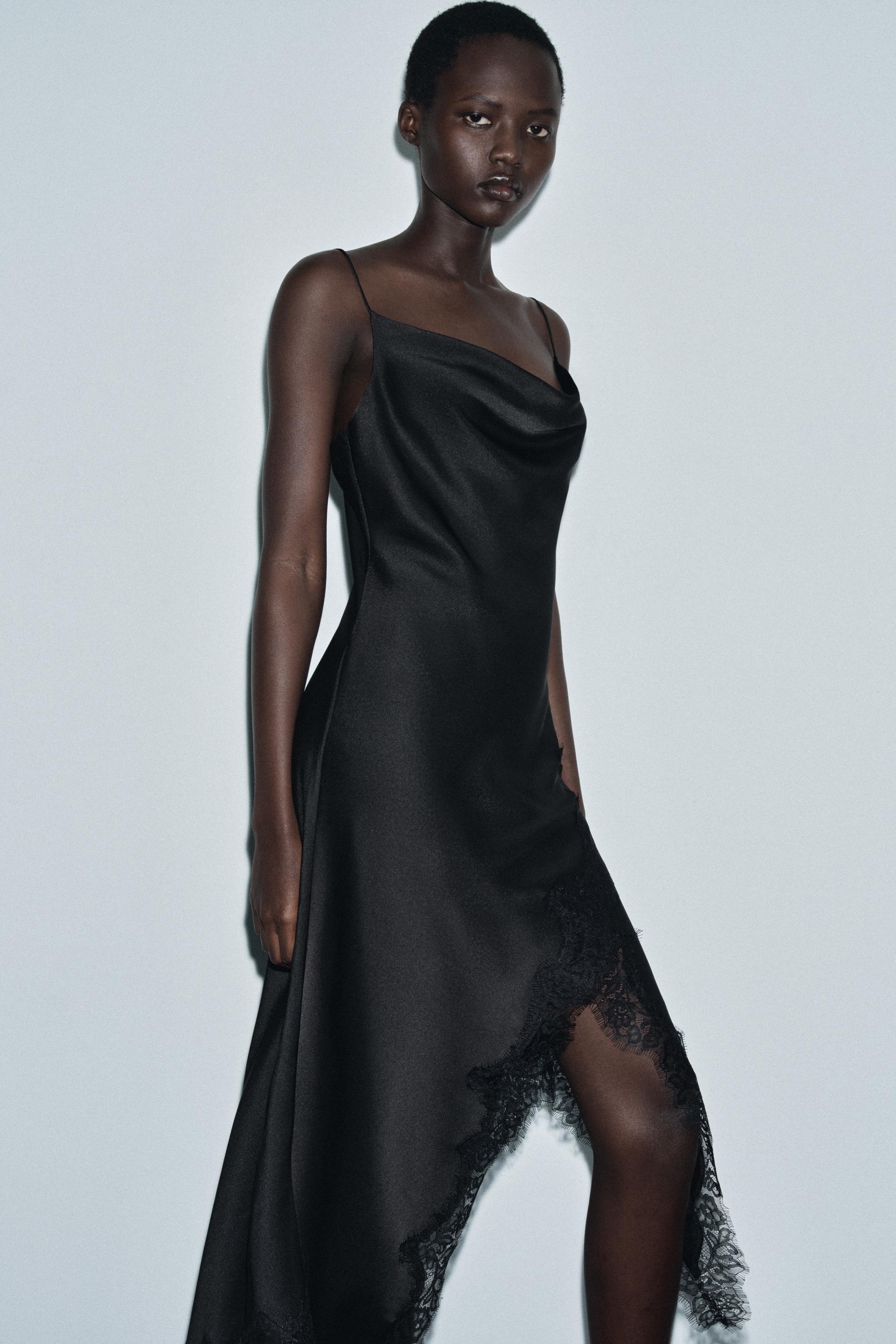 ZARA イエロードレス　パーティードレス ZW COLLECTION PRINTED SATIN DRESS - Yellow | ZARA United States