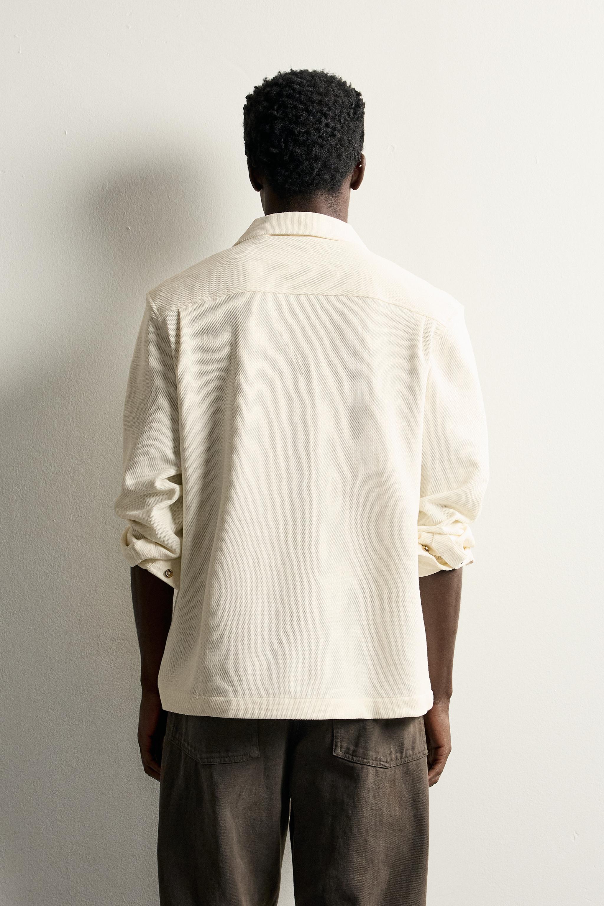 Мужские рубашки Zara CONTRAST POCKET PIQUE SHIRT — фото 3