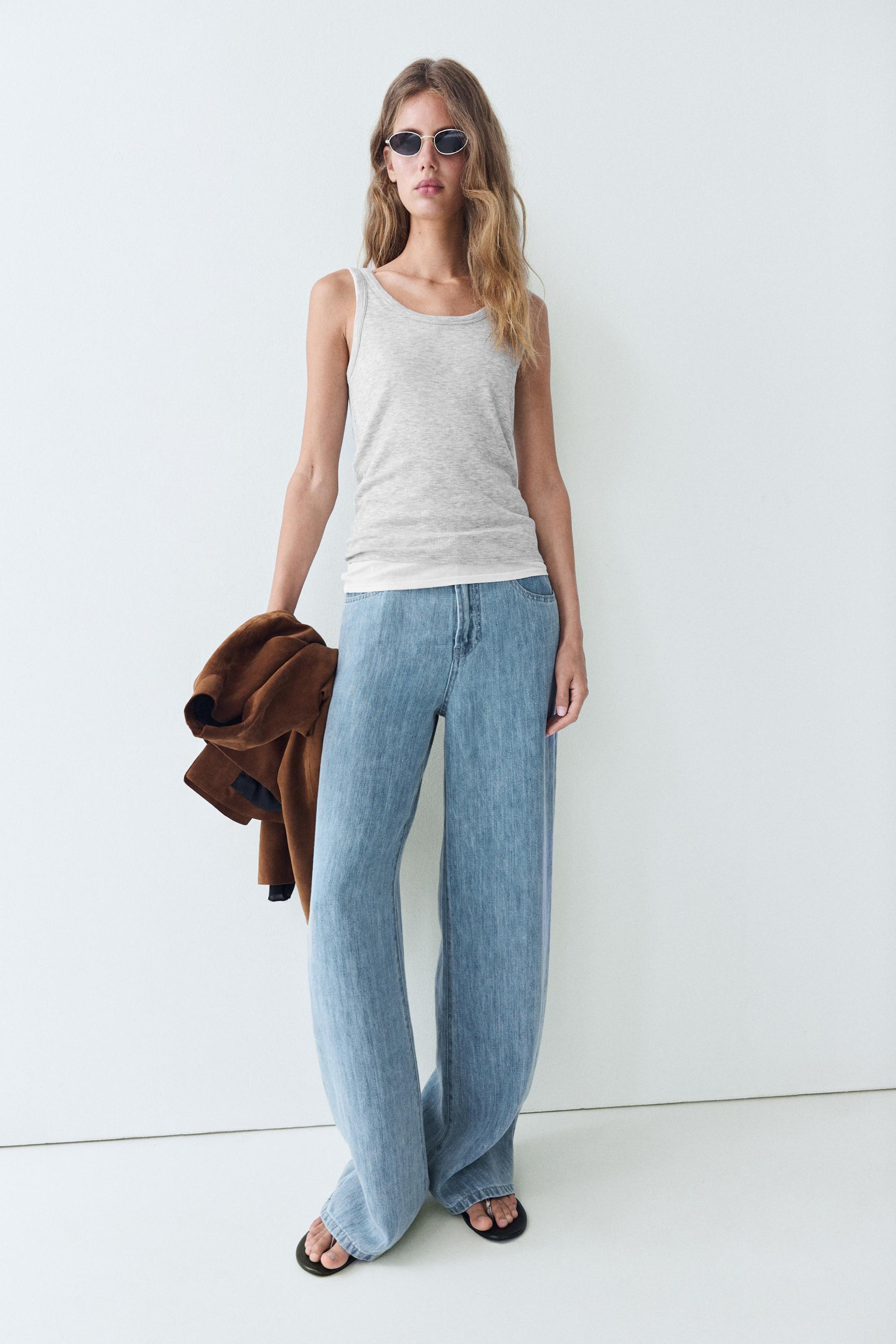 T-shirt double en bord-côte 100 % coton