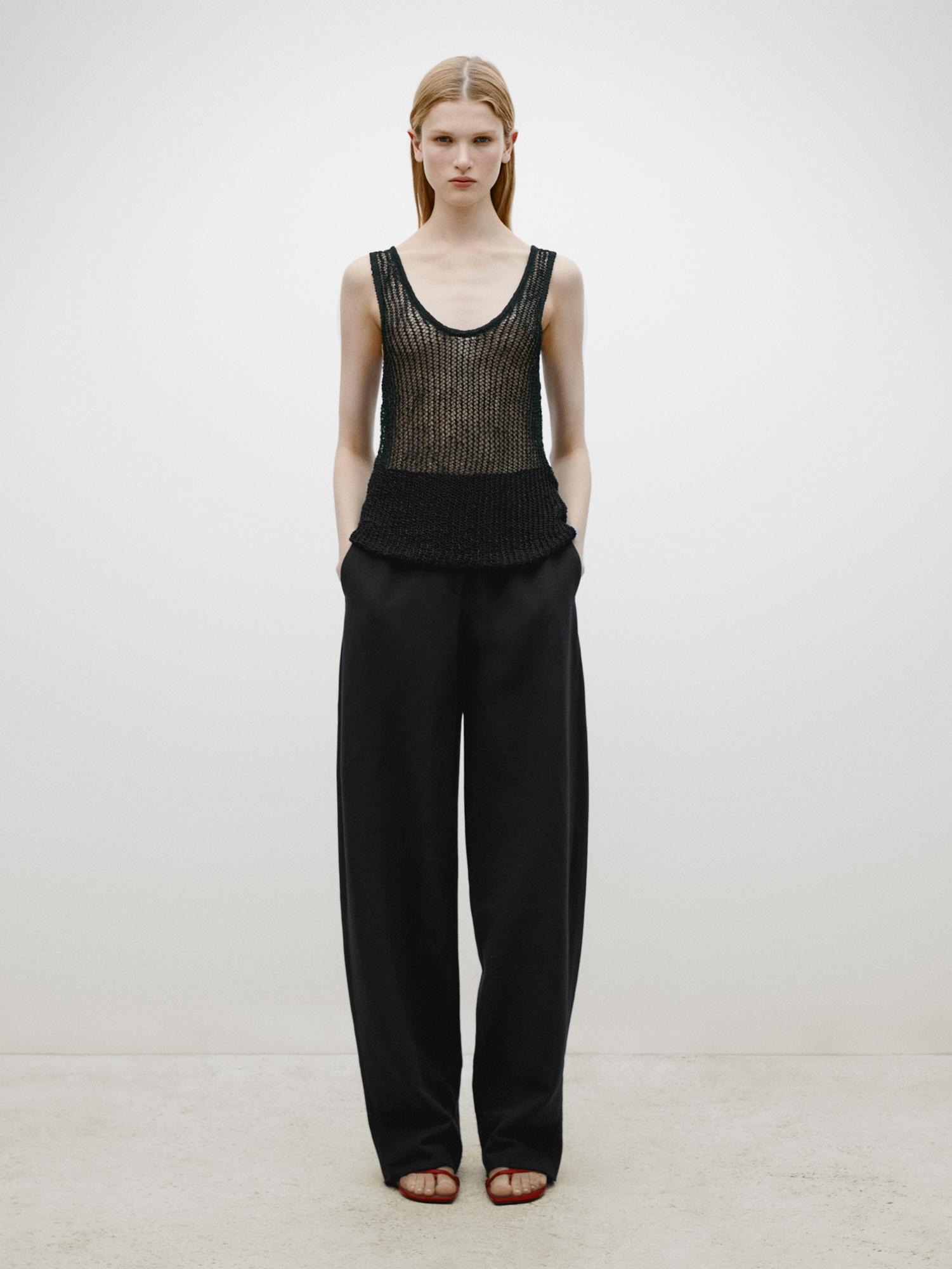 Open-knit strappy top - Limited Edition - Black | ZARA United States