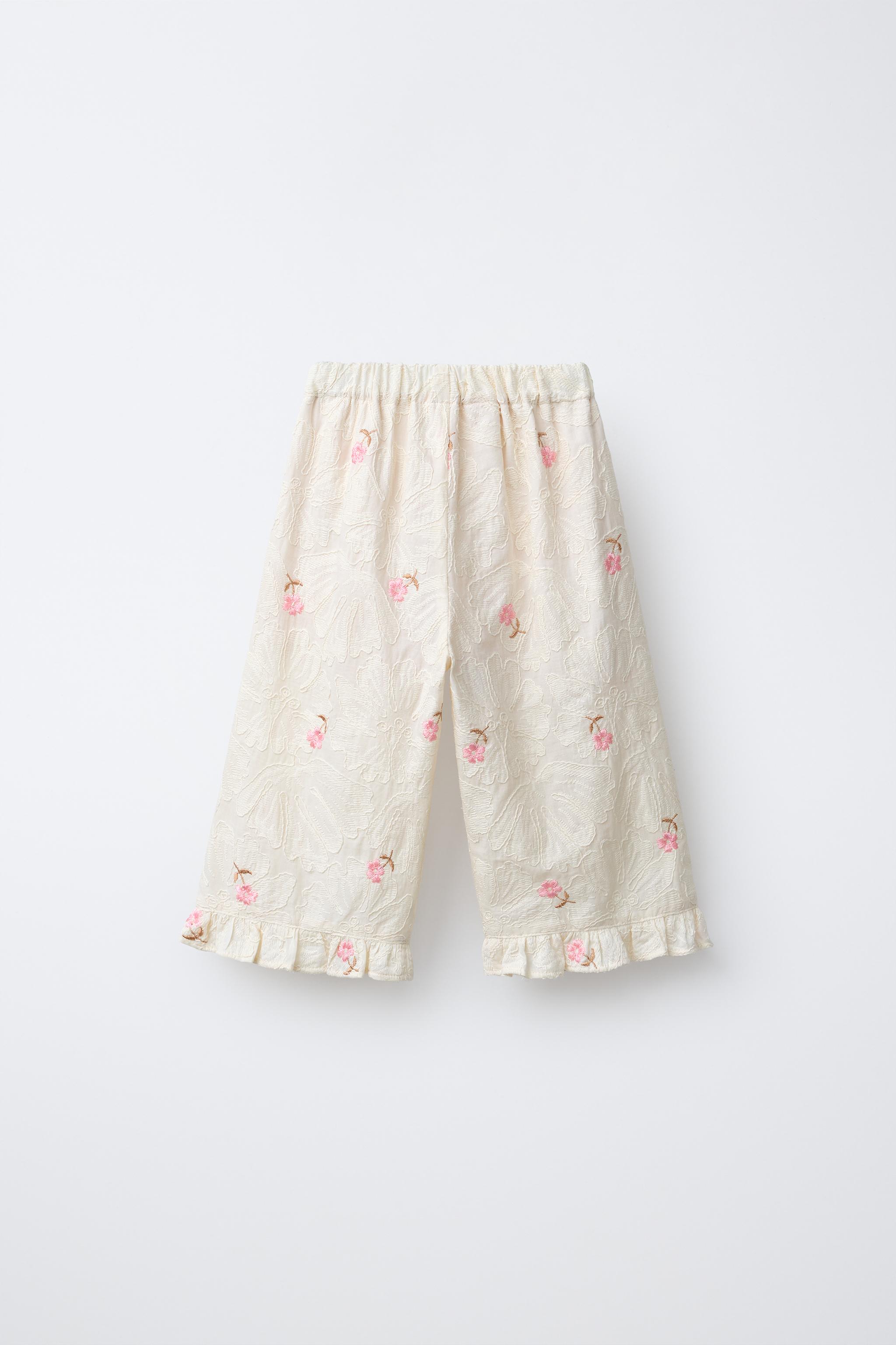 EMBROIDERED FLOWERS PANTS