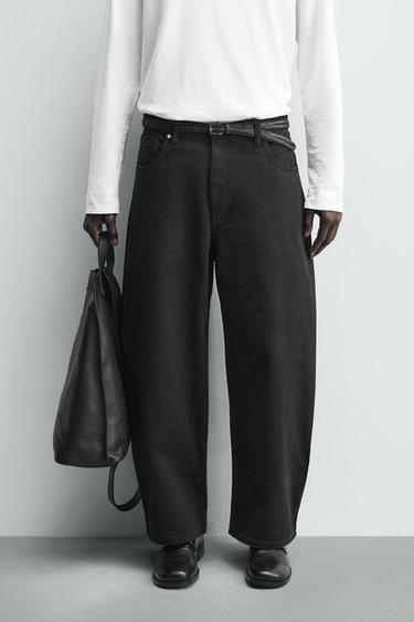 WIDE-LEG JEANS - Black by Zara