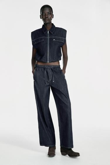 Z1975 MID-WAIST WIDE-LEG JOGGER JEANS - Blue by Zara