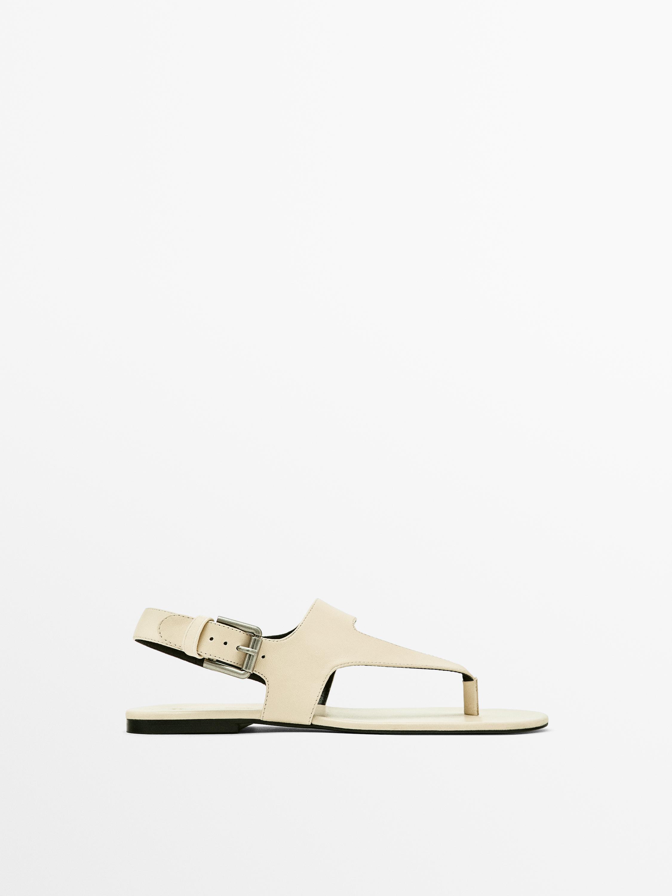 Zara flat leather sandals hotsell