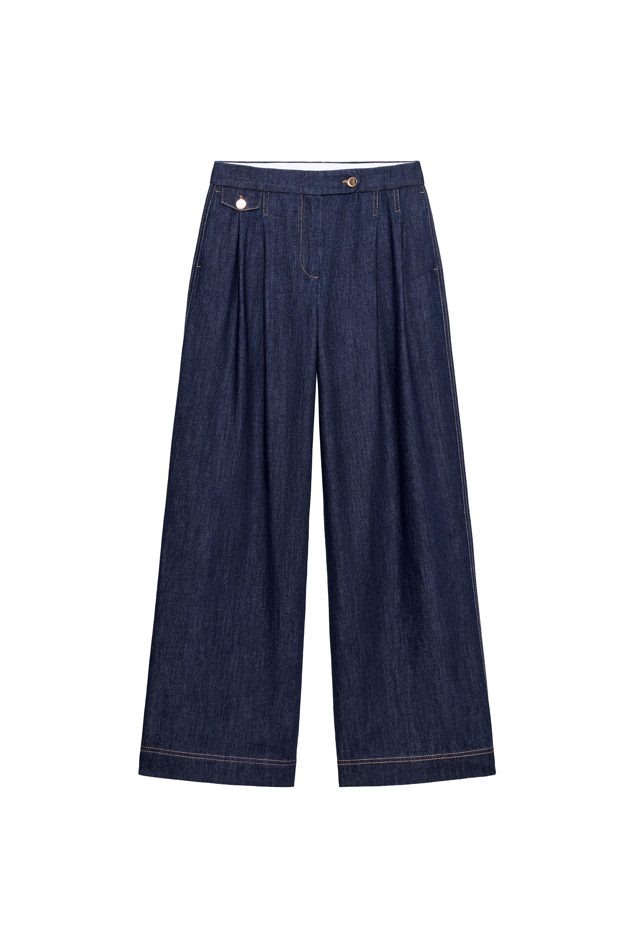 ボトムス ru Z1975 WIDE LEG PLEATED PANTS - Blue | ZARA United States