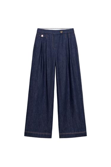WIDE-LEG TROUSERS WITH DARTS - Blue by Zara