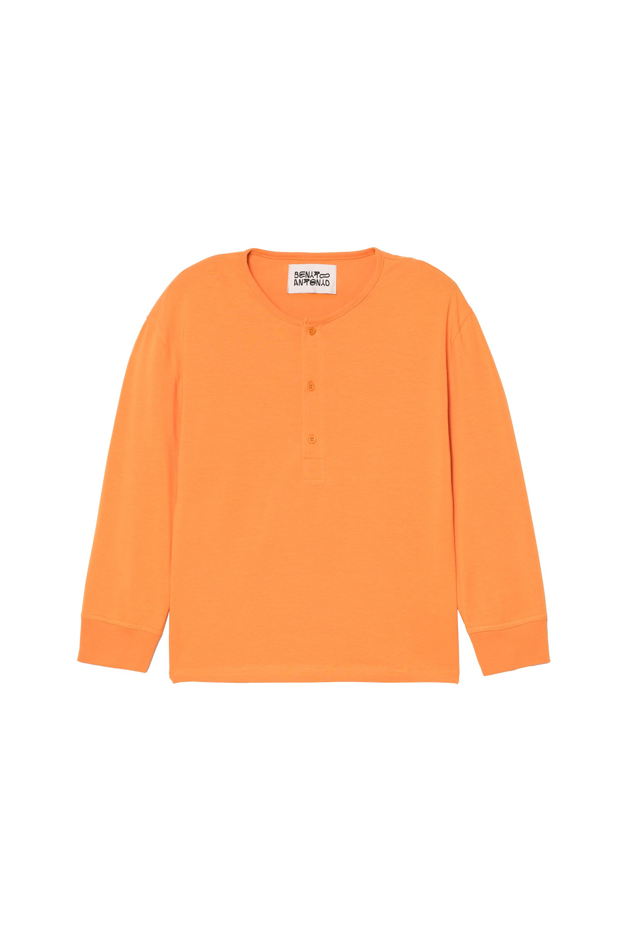 CROPPED HENLEY T-SHIRT — Orange