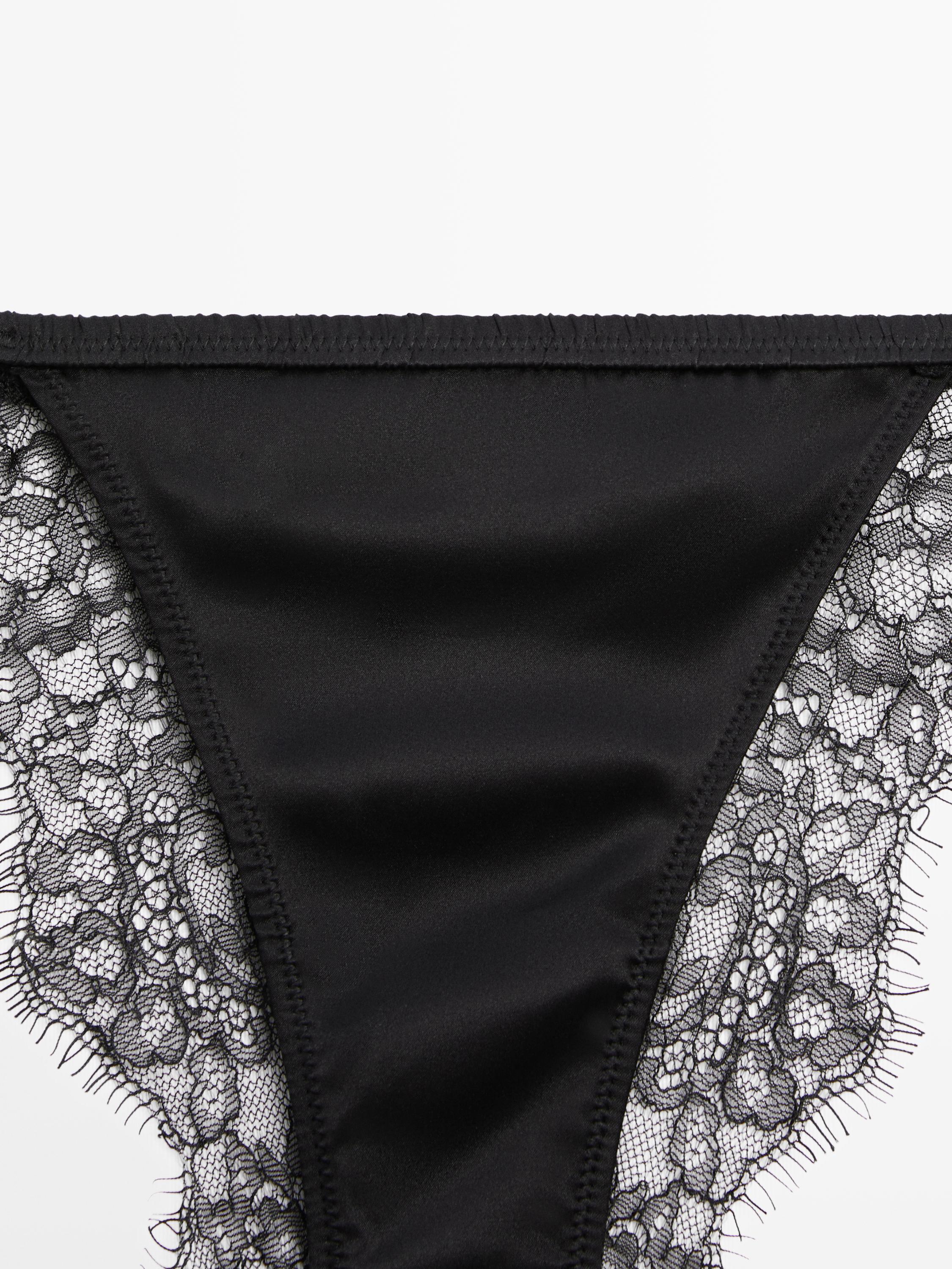 Silk briefs with lace detail