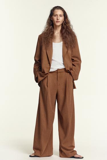 PANTALON À PLIS - Caramel de Zara