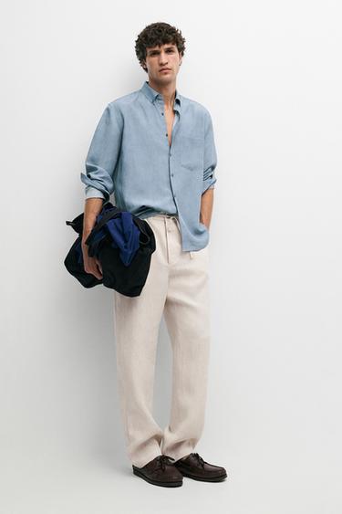 Zara 100% linen jogger fit pants - Ecru