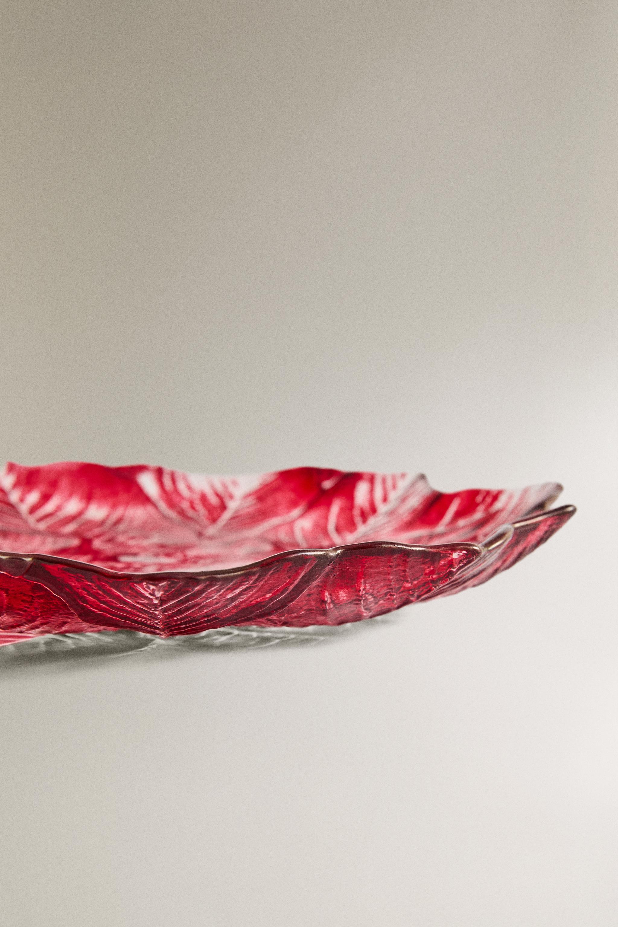 ASSIETTE À DESSERT EN VERRE FLEUR NOËL