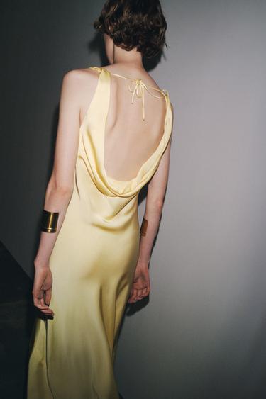 ZW COLLECTION LONG SATIN DRESS - Yellow by Zara - Image 2