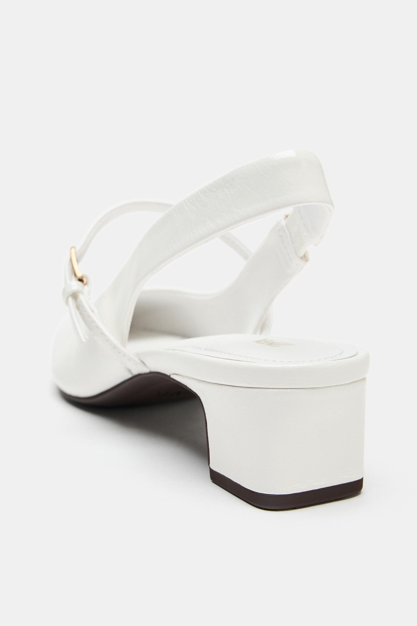 Женские туфли Zara Leather Slingback, цвет: Белый — фото 7