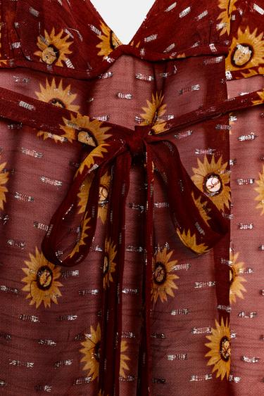BEADED PRINTED GEORGETTE HALTER TOP - Burgundy by Zara - Image 8