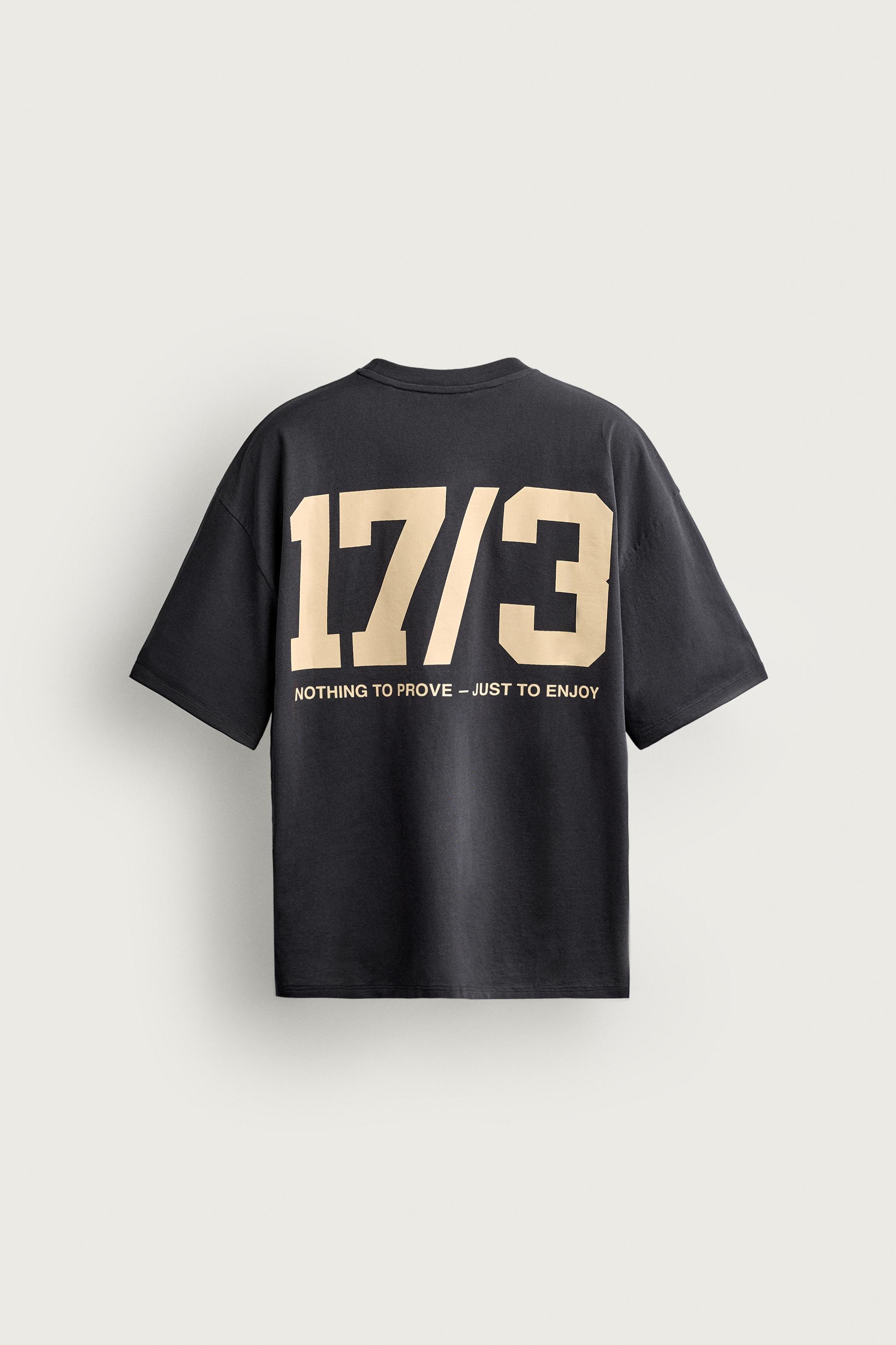 Мужские футболки Zara BOXY FIT CONTRAST PRINT T-SHIRT — фото 8