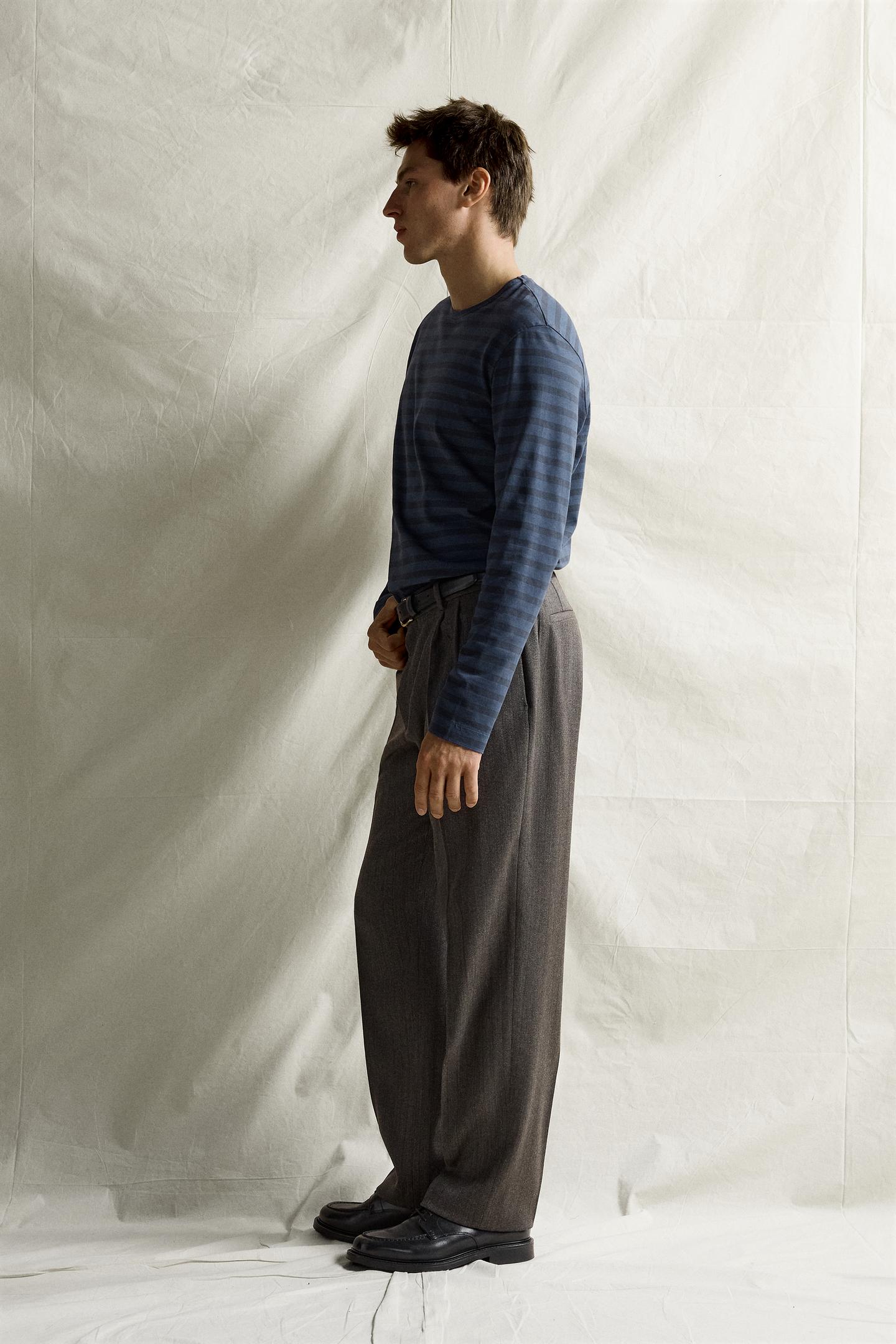 Мужская футболка Zara Supima® Striped Jacquard, цвет: Полуночный синий — фото 4