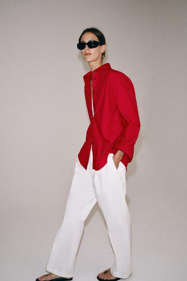 ZW COLLECTION POPLIN SHIRT - Red by Zara