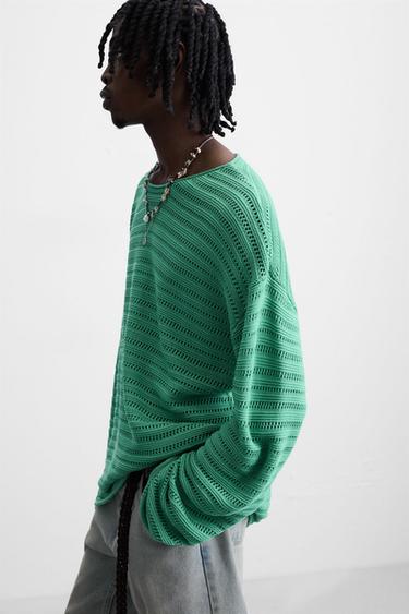 PULL STRUCTURÉ AJOURÉ - Turquoise de Zara - Image 6