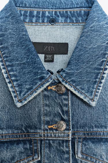 VESTE Z1975 EN JEAN COURTE À REVERS ET EFFET FOURRURE - Bleu moyen de Zara - Image 9
