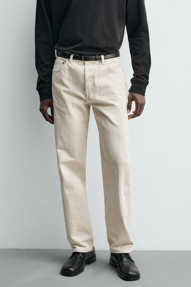 STRAIGHT-LEG JEANS - Oyster-white by Zara