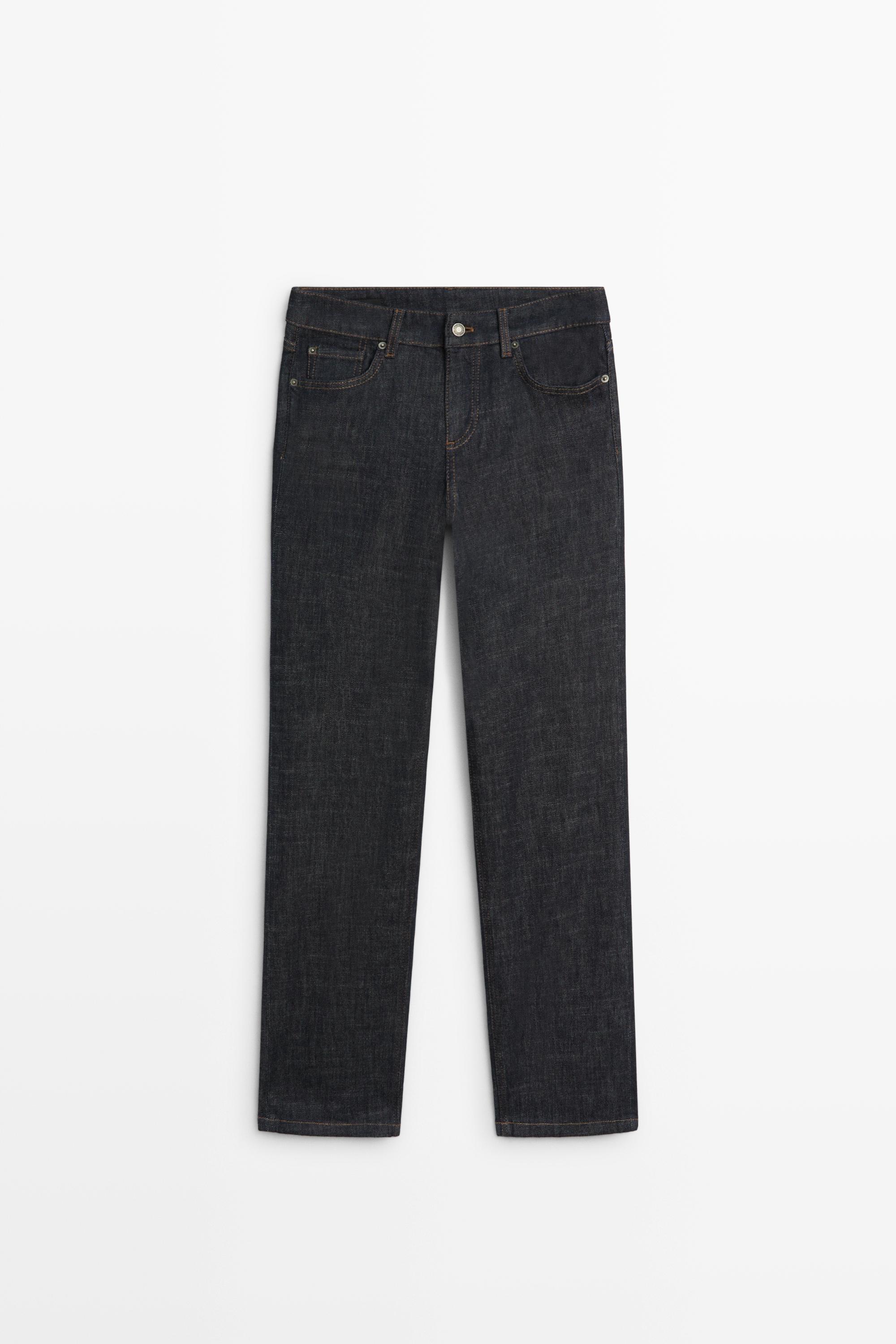 Low-rise straight-leg jeans