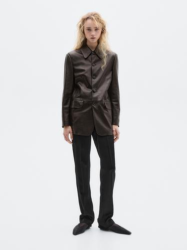 Zara Nappa leather buttoned blazer - LIMITED - Black - Image 0