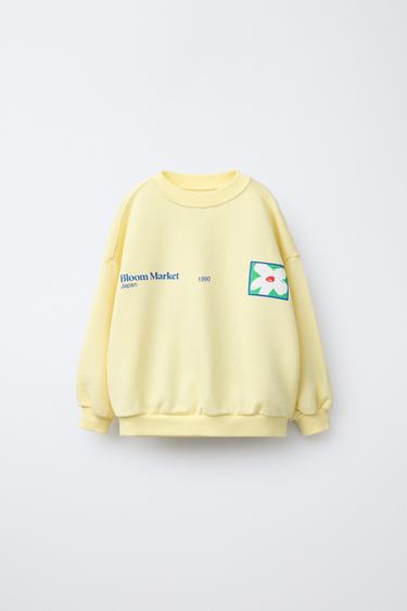 Zara FLORAL PRINT SWEATSHIRT - Yellow