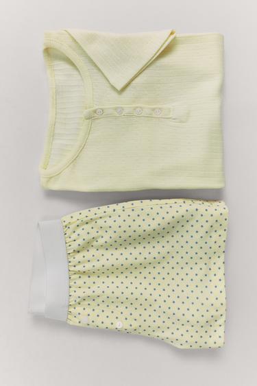 6-14 YEARS/ PLAIN AND POLKA DOT PYJAMAS - Yellow by Zara