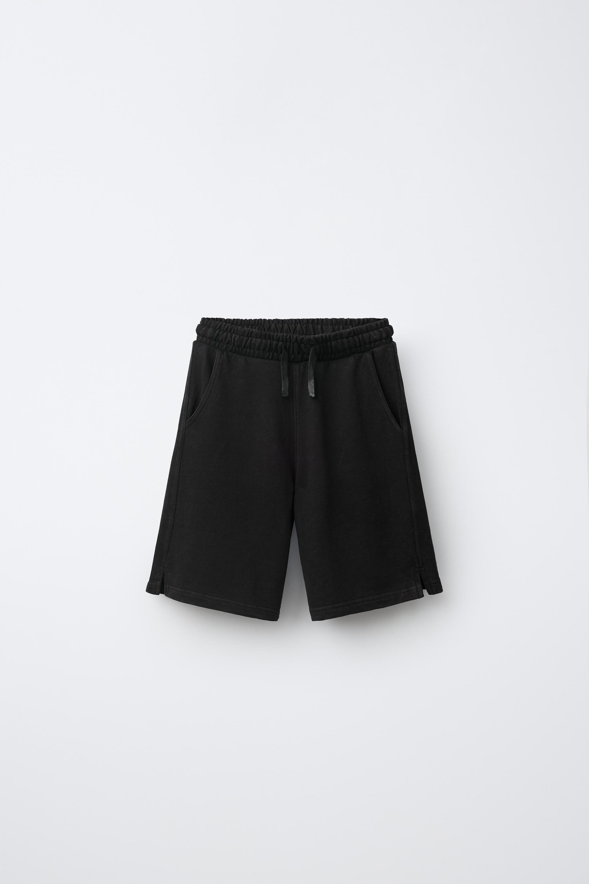 FADE OUT FLEECE BERMUDA SHORTS — Black