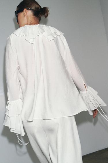ZW COLLECTION SHIRT WITH RUFFLES - White by Zara - Image 3