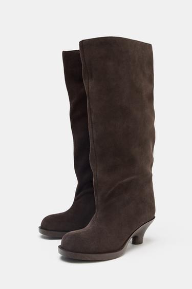 BOTTES KITTEN EN CROÛTE DE CUIR - Marron de Zara - Image 3