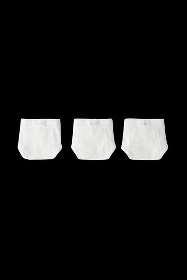Zara AGES 2-6/ THREE-PACK OF RIBBED BRIEFS WITH LABEL - Ecru - Image 0