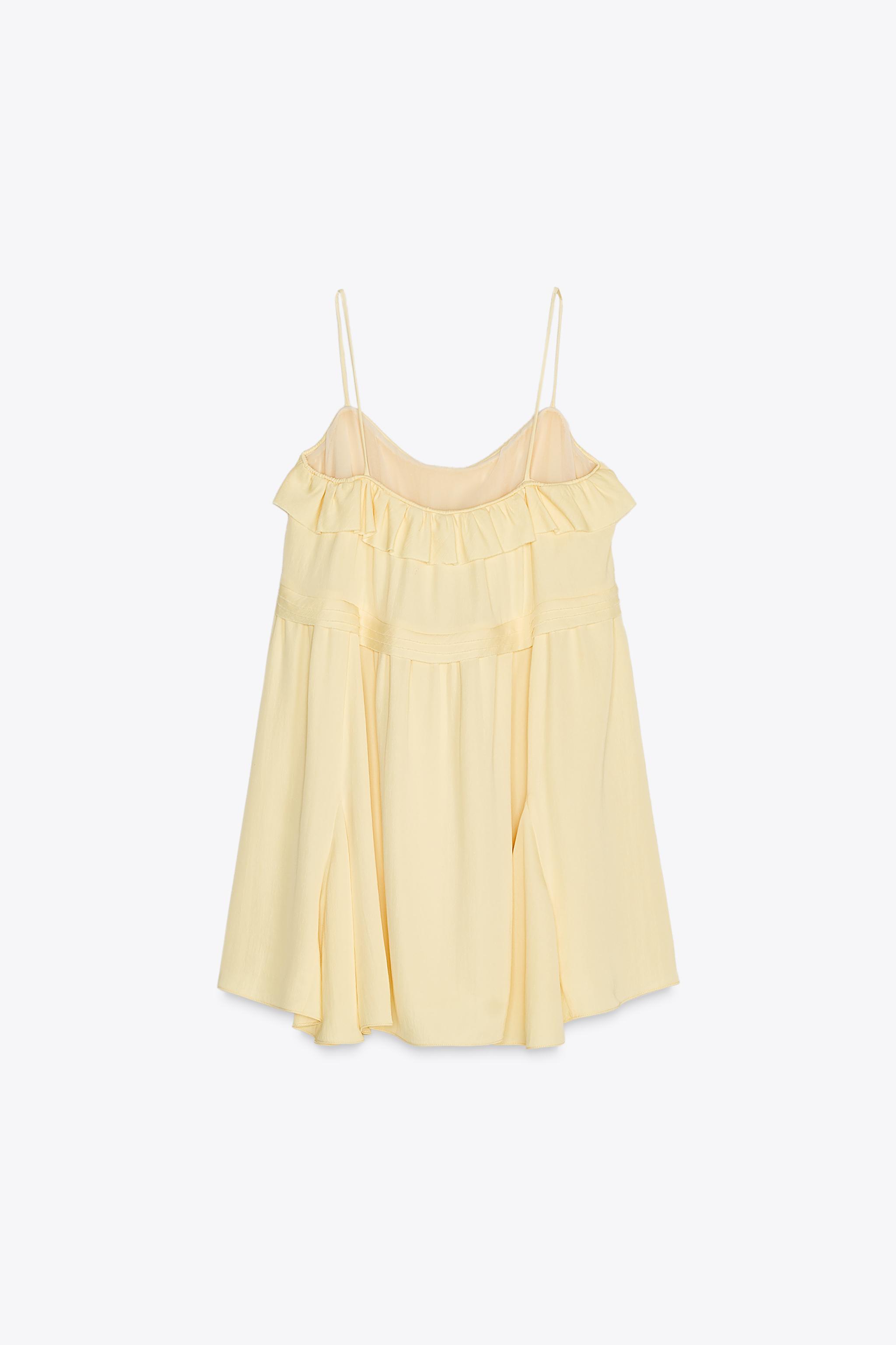 【ZARA】ZWコレクション フリル付きショートワンピース 2725/233 SHORT RUFFLE DRESS ZW COLLECTION - Light yellow | ZARA