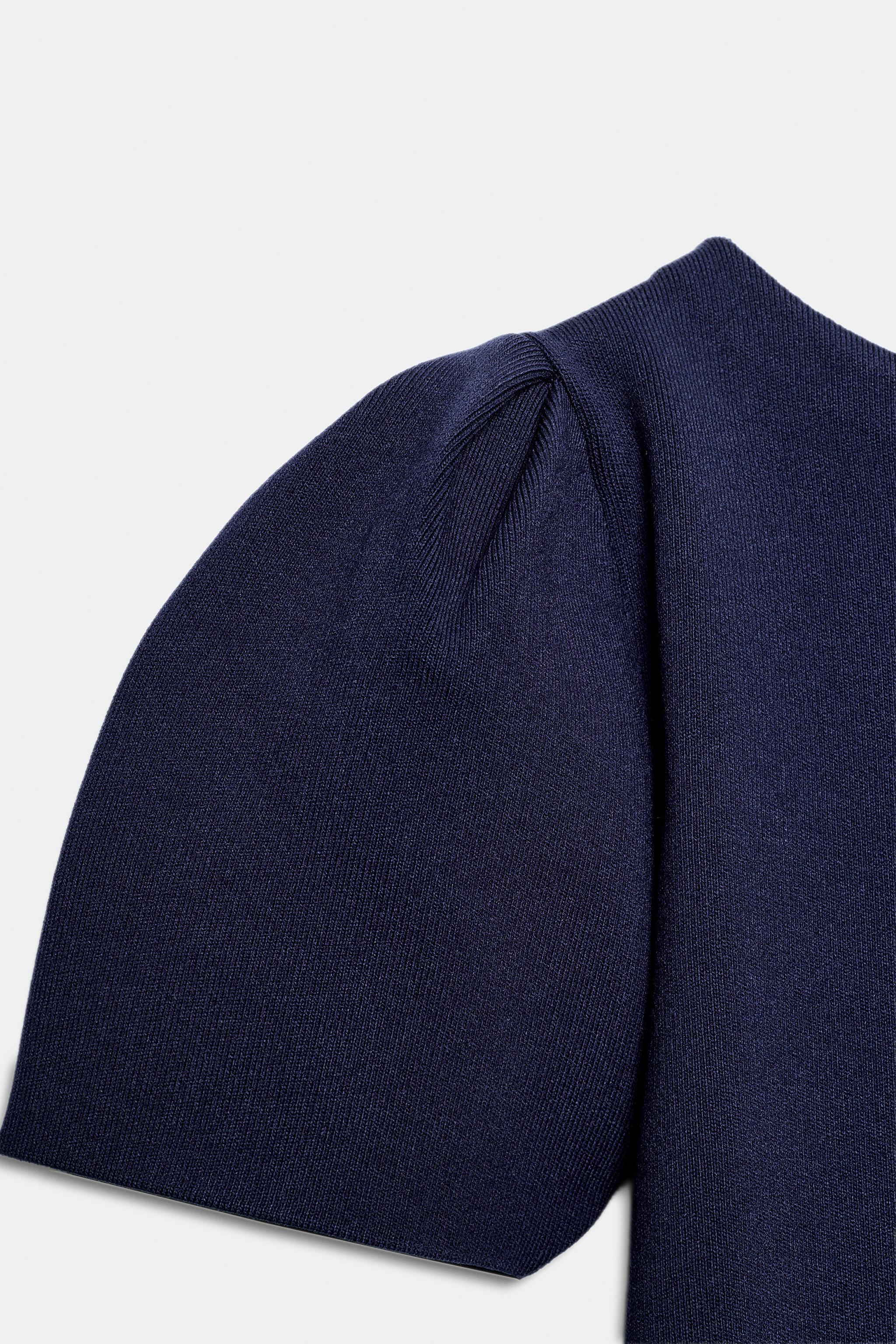 KNIT BALLOON SLEEVE MINI DRESS - Ink blue | ZARA United States KNIT BALLOON SLEEVE MINI DRESS - Ink blue | ZARA United States