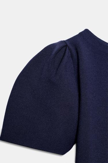 SHORT KNIT PUFF SLEEVE DRESS - Ink blue by Zara - Image 7