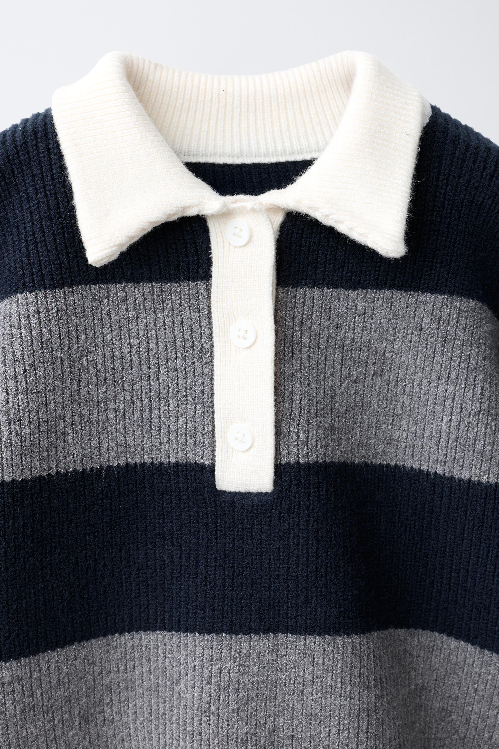 PULL POLO EN MAILLE À RAYURES