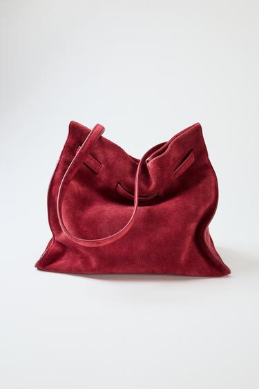 SPLIT SUEDE SHOULDER BAG - Russet Brown by Zara