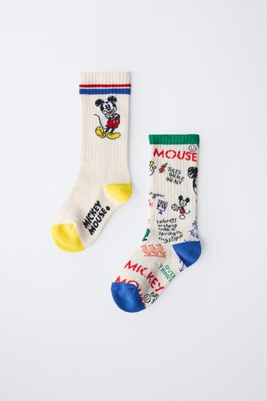 LOT DE DEUX PAIRES DE CHAUSSETTES MONTANTES MICKEY MOUSE © DISNEY - Sable de Zara - Image 3