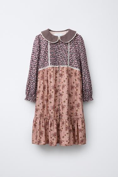 FLORAL PATCHWORK DRESS - Brown by Zara