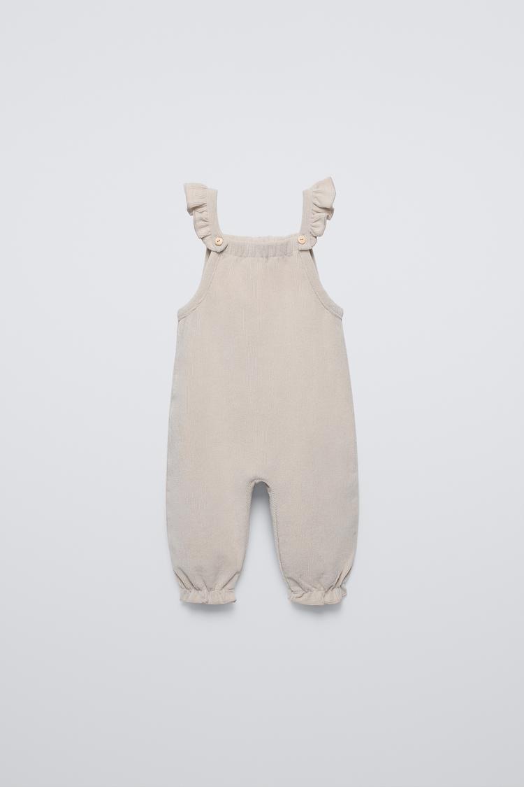 JARDINEIRA DE VELUDO COTELÊ COM BABADOS Bege-claro ZARA Brasil - Main Image