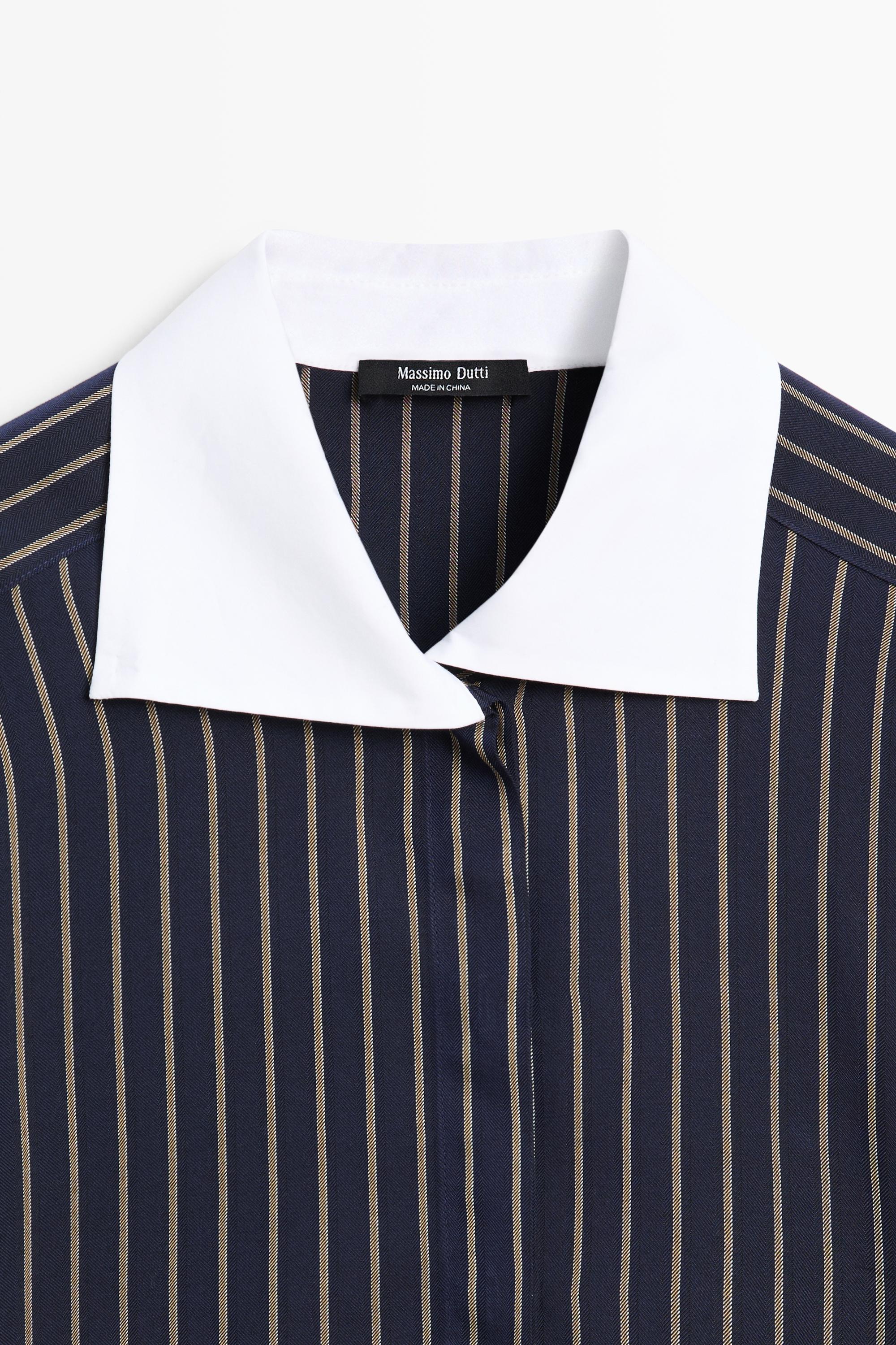 Chemise à rayures et col contrastant